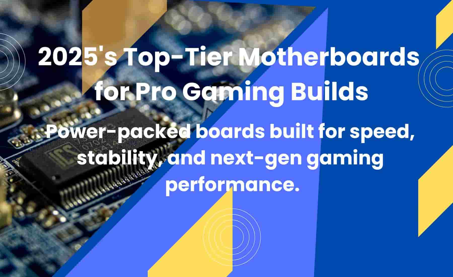 High-performance gaming motherboards arranged on a tech desk for 2025 builds.