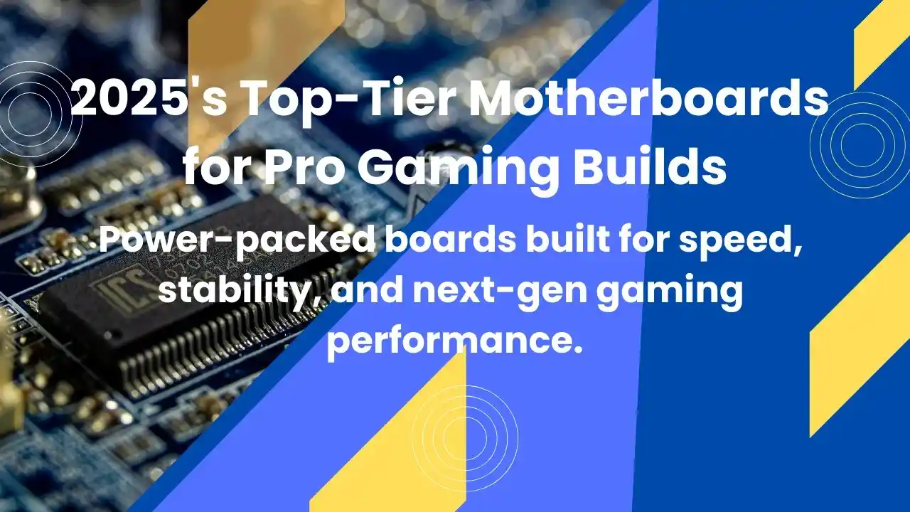 High-performance gaming motherboards arranged on a tech desk for 2025 builds.