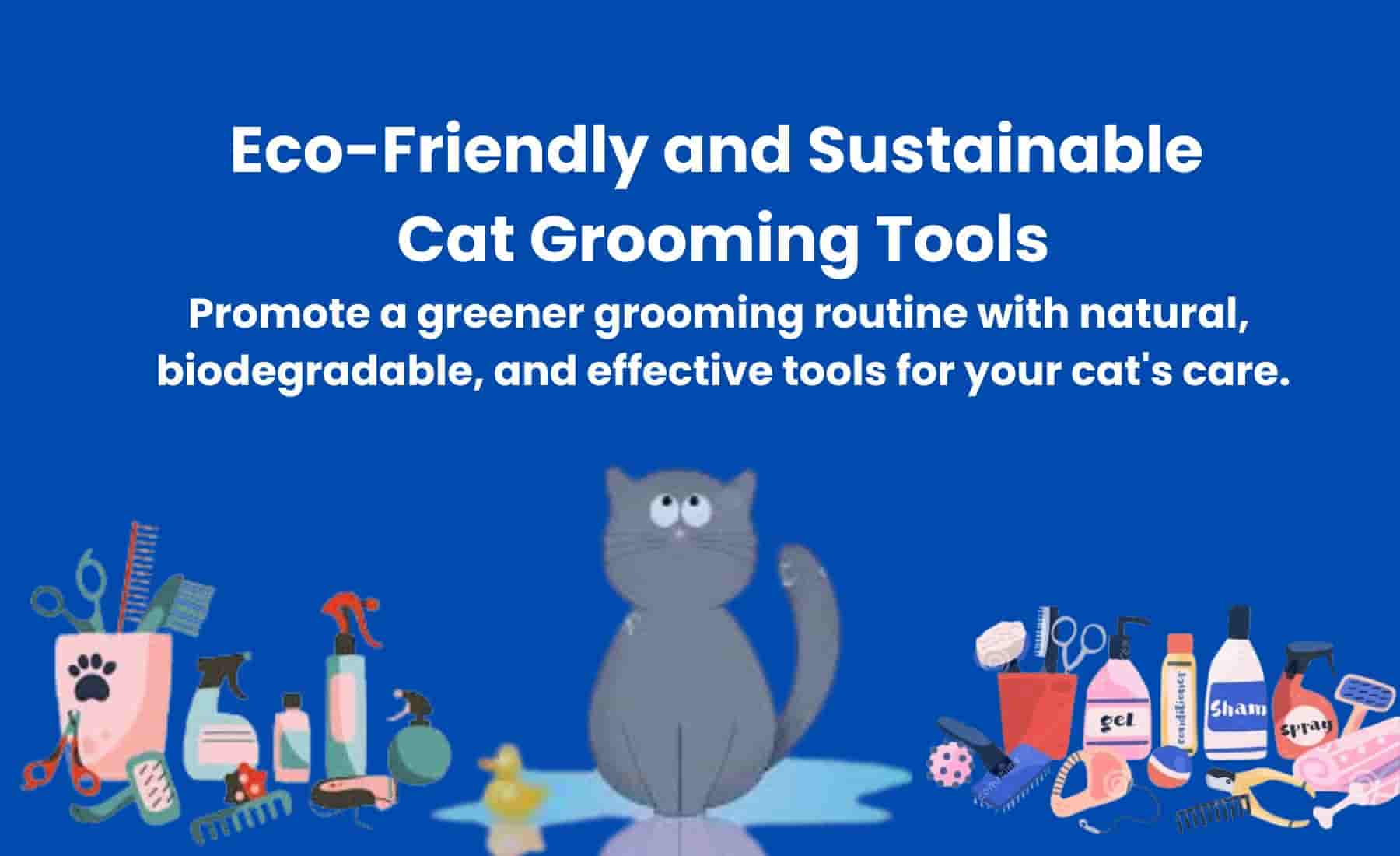 Eco-friendly cat grooming tools and natural pet care products for sustainable cat grooming.