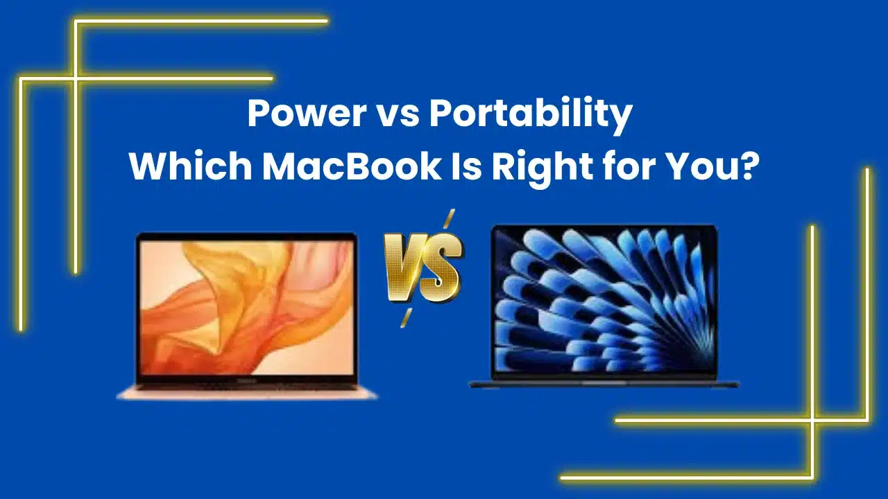MacBook Pro and MacBook Air side by side on a desk comparing design and screen display
