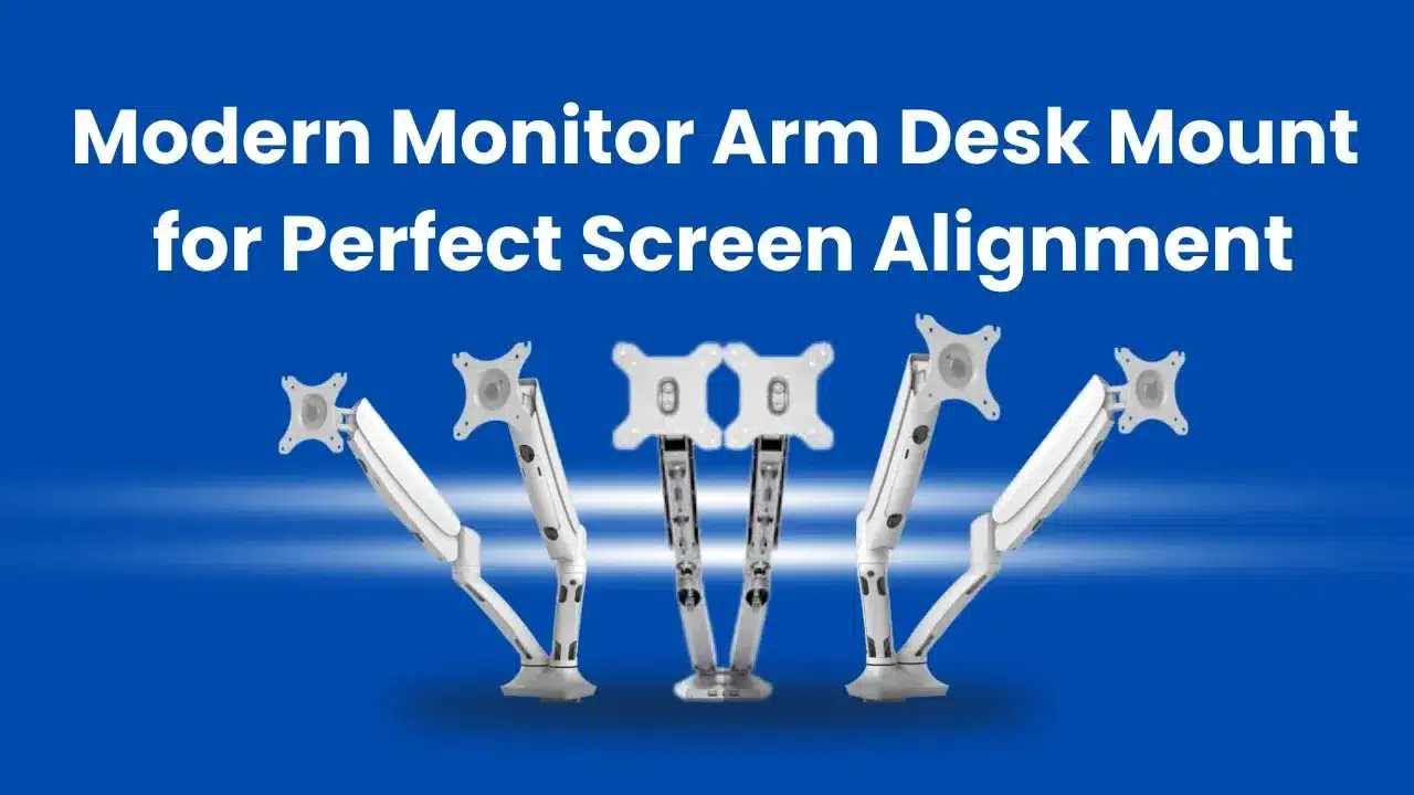 Monitor arm desk mount product with adjustable joints and clamp base.