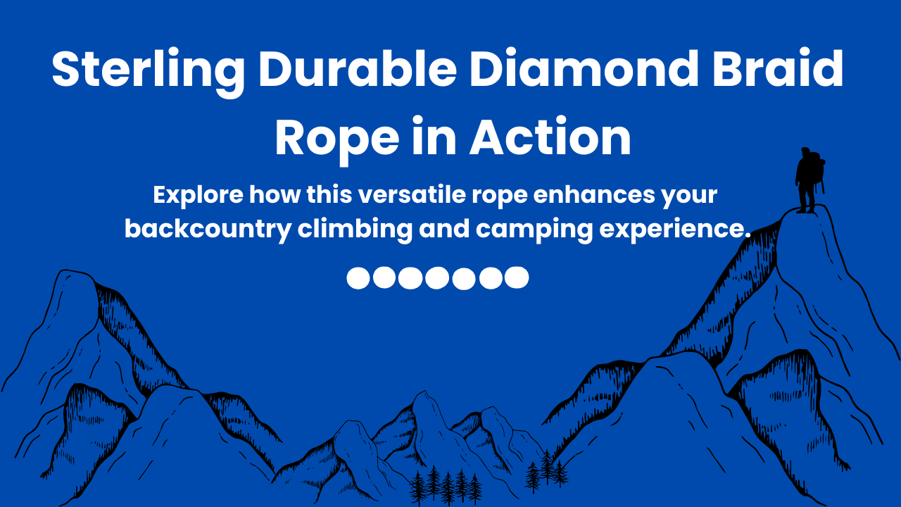 Sterling Durable Diamond Braid Rope being used in a backcountry setting for gear hanging and shelter setup.