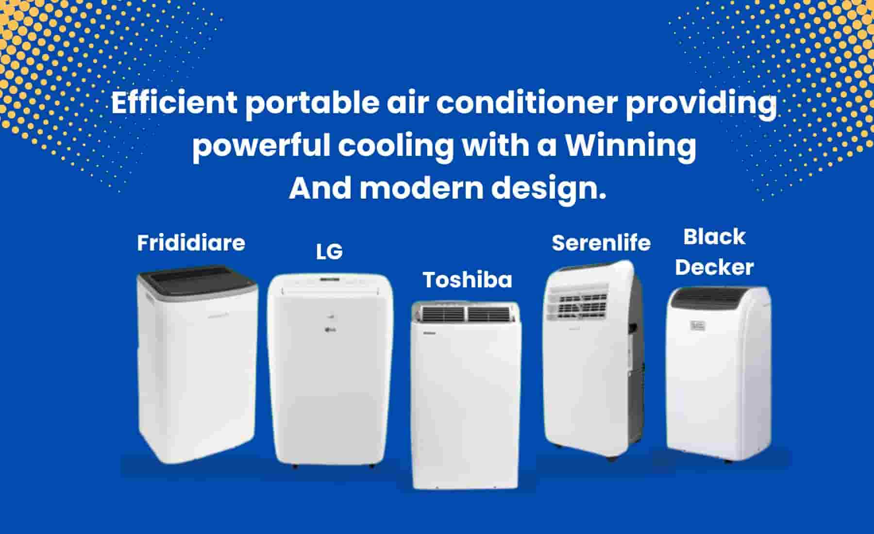 The modern portable air conditioner is cooling a small apartment living room.