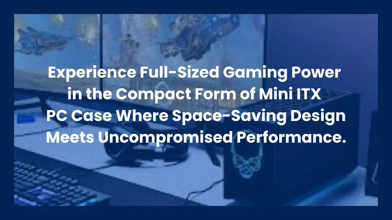 Compact Mini ITX gaming PC build with RGB lighting and high-end GPU inside a small form factor case.