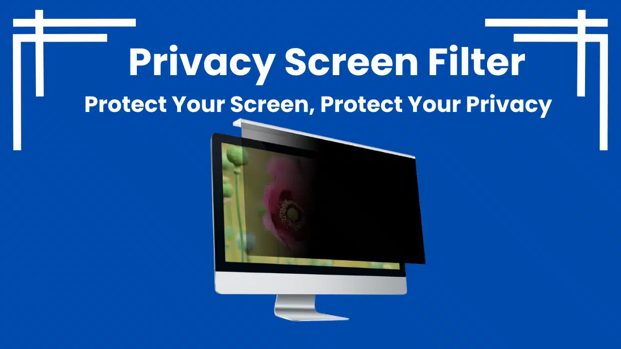 Monitor displaying a privacy screen filter effect with partially hidden screen content.