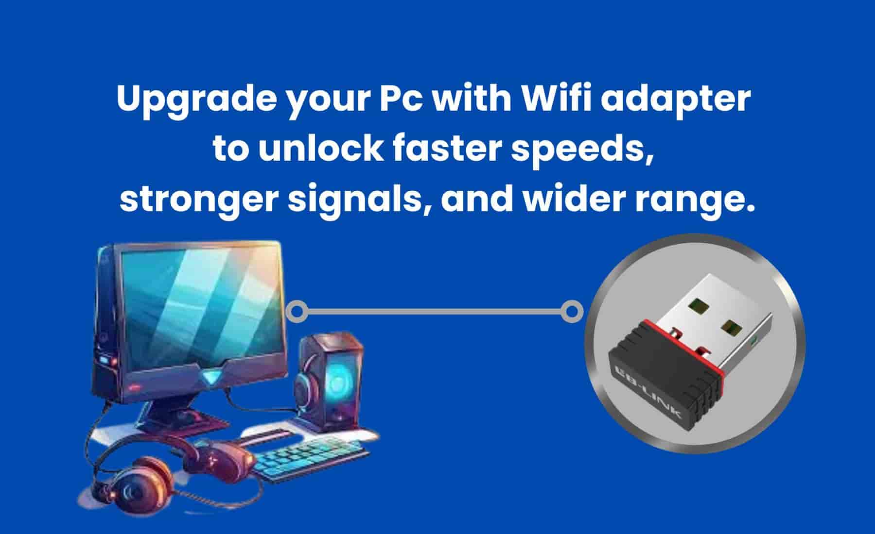 High-performance WiFi adapter connected to a desktop PC setup for improved speed and range