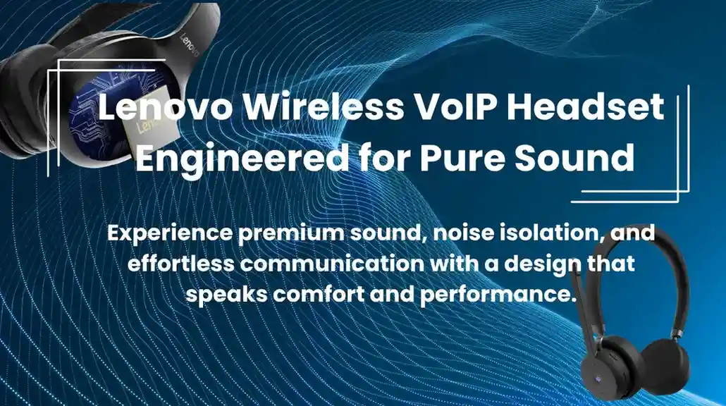 Lenovo Wireless VoIP Headset on wave-pattern background