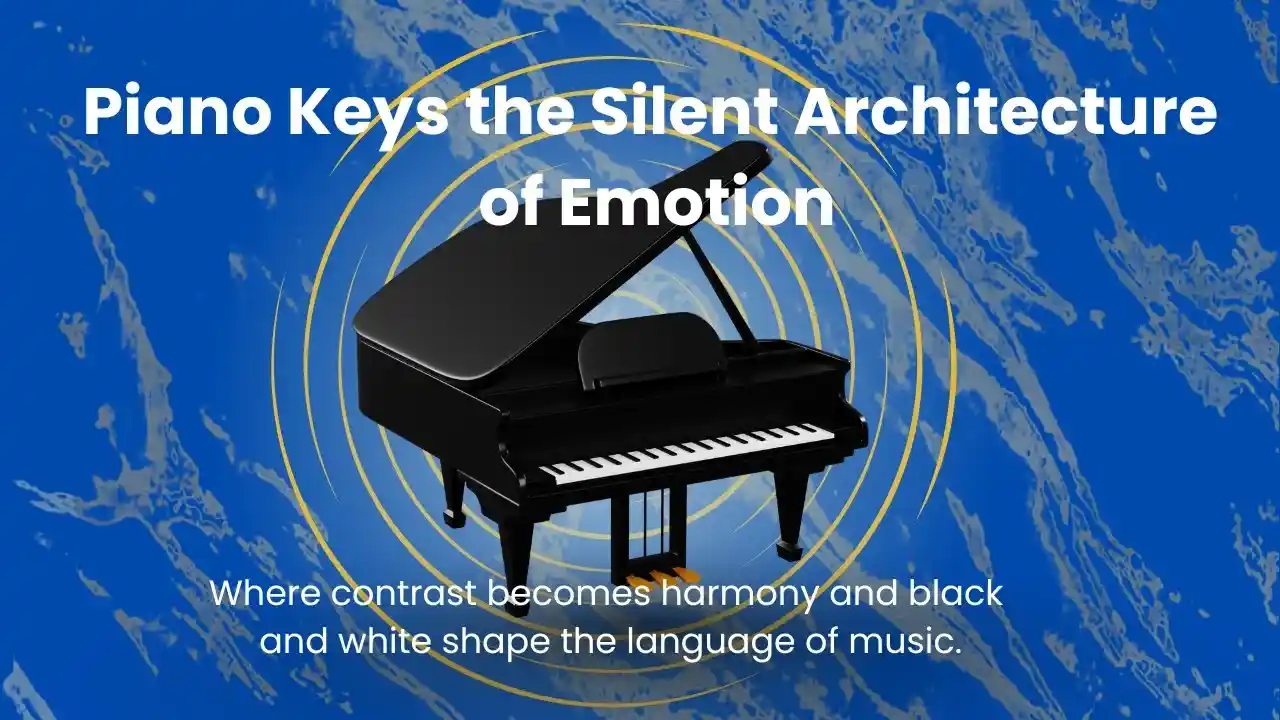 Black and white piano keys symbolizing harmony, contrast, and emotional depth.