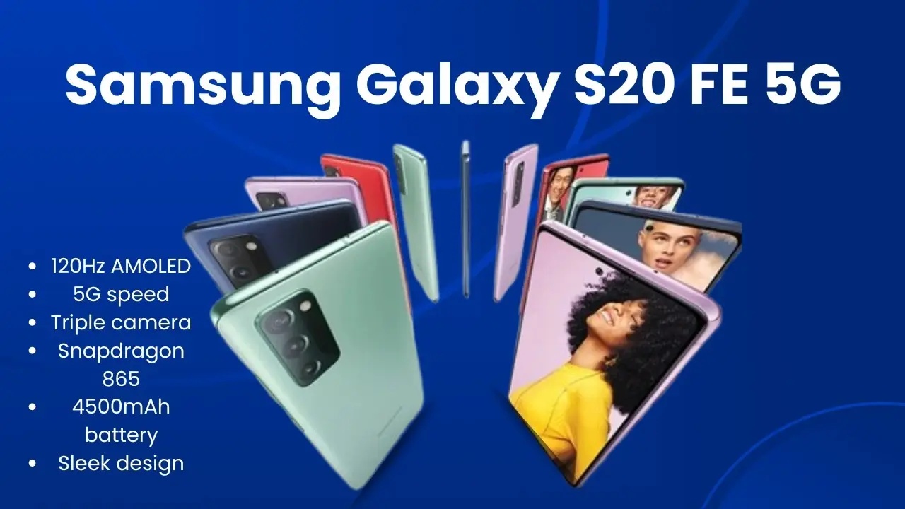 Samsung Galaxy S20 FE 5G smartphone close-up.